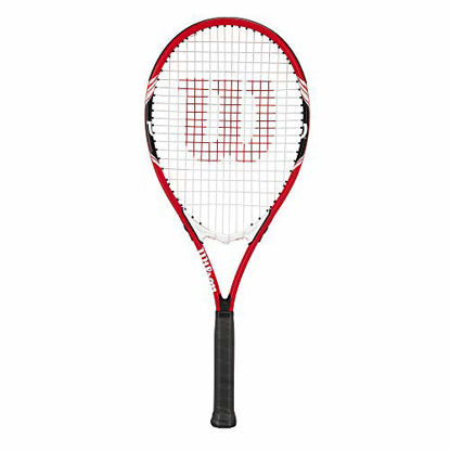 Picture of Wilson Federer Adult Recreational Tennis Racket - Grip Size 3 - 4 3/8", Red/White/Black