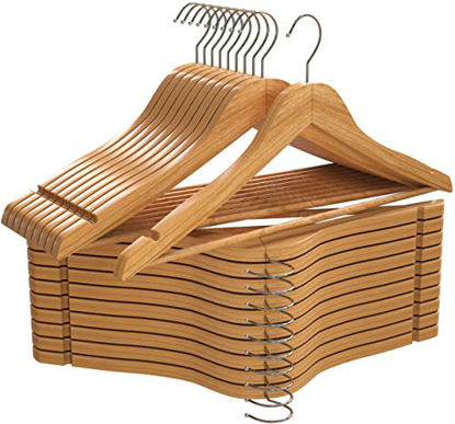 Picture of Utopia Home Premium Wooden Hangers - Pack of 20-360-Degree Rotatable Hook - Durable & Slim - Shoulder Grooves - Non-Slip Lightweight Hangers for Coats, Suits, Pant and Jackets - Natural
