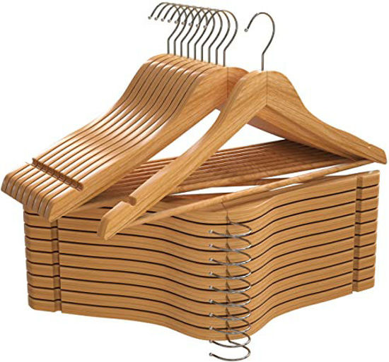 Picture of Utopia Home Premium Wooden Hangers - Pack of 20-360-Degree Rotatable Hook - Durable & Slim - Shoulder Grooves - Non-Slip Lightweight Hangers for Coats, Suits, Pant and Jackets - Natural
