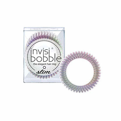 Picture of invisibobble SLIM Traceless Spiral Hair Ties - Pack of 3, Vanity Fairy - Strong Elastic Grip Coil Hair Accessories for Women - No Kink, Non Soaking - Gentle for Girls Teens and Thick Hair