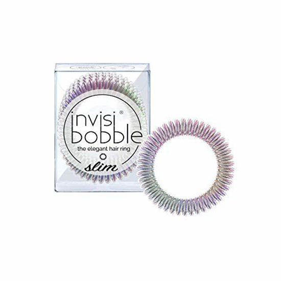 Picture of invisibobble SLIM Traceless Spiral Hair Ties - Pack of 3, Vanity Fairy - Strong Elastic Grip Coil Hair Accessories for Women - No Kink, Non Soaking - Gentle for Girls Teens and Thick Hair