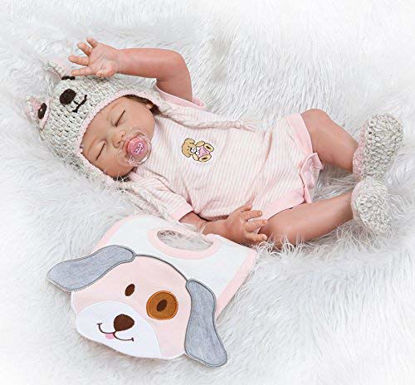 Picture of Reborn Baby Dolls Girls Silicone Full Body Lifelike Reborn Doll Sleeping Anatomically Correct Washable Toy Doll Reborn Babies 20inch 50cm Pink