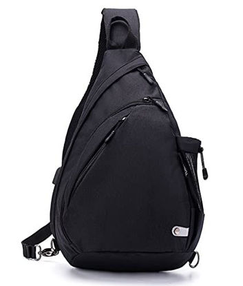 Picture of TurnWay Water-Proof Sling Backpack/Crossbody Bag/Shoulder Bag for Travel, Hiking, Cycling, Camping for Women & Men (Black)