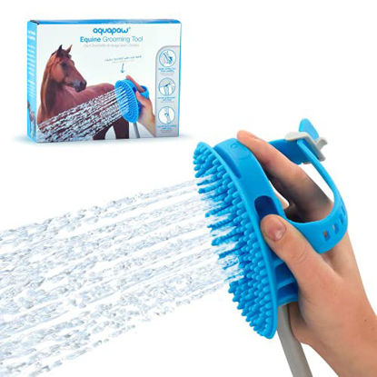 Picture of Aquapaw Equine and Extra-Large Dog Grooming Tool - Curry Comb, Sprayer and Scrubber All in One - for Horse, Livestock and Large Dog Bathing - Garden Hose Adapter Included