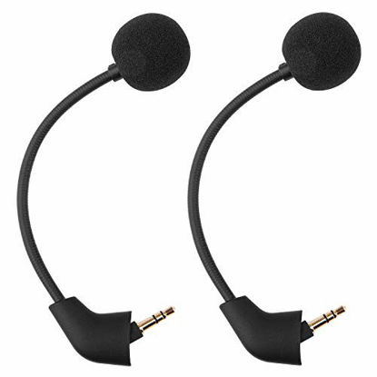 Picture of Cloud 2 Mic 2-Pack, 3.5MM Gaming Headset Microphone Boom Replacement for Kingston HyperX Cloud II Pro Silver on PS4 and Xbox One