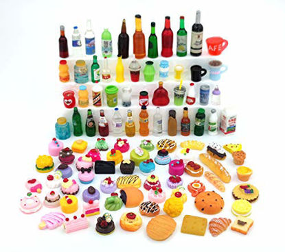 Picture of Nuanmu Miniature Food Drink Bottles Pretend Play Kitchen Game Party Toys (10 Bottles + 10 Foods?Random?)