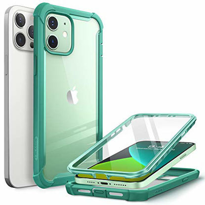 Picture of i-Blason Ares Case for iPhone 12, iPhone 12 Pro 6.1 Inch (2020 Release), Dual Layer Rugged Clear Bumper Case with Built-in Screen Protector (MintGreen)
