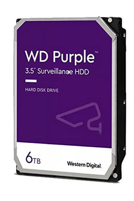 Picture of Western Digital 6TB WD Purple Surveillance Internal Hard Drive HDD - 5640 RPM, SATA 6 Gb/s, 128 MB Cache, 3.5" - WD62PURZ