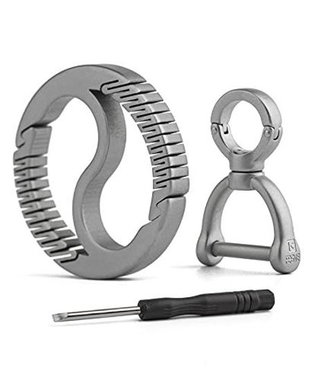 Best Deal for FEGVE Titanium Keychain + Titanium Swivel Small Key Ring