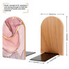 Picture of 2 PCS Wood Book Ends,Pink Glitter Rose Gold Marble Bookends for Shelves Non-Skid Book Stand for Home Office School Sturdy Book Holders for Heavy Books 5x3 inch