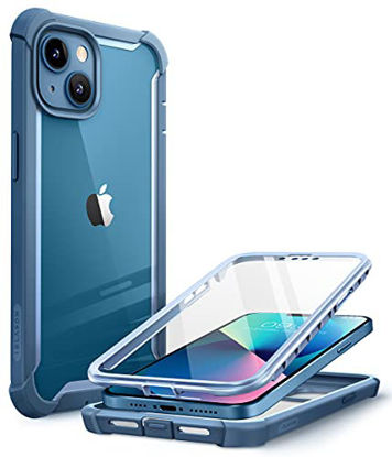 Picture of i-Blason Ares Case for iPhone 13 6.1 inch (2021 Release), Dual Layer Rugged Clear Bumper Case with Built-in Screen Protector(Azure)