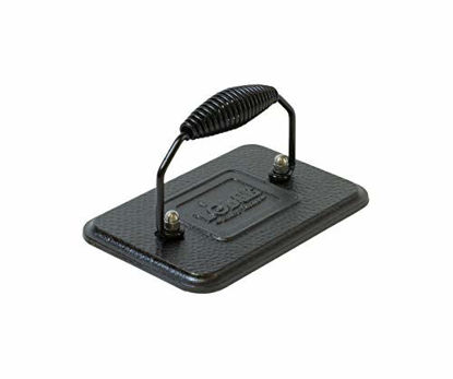 Picture of Lodge Pre-Seasoned Cast Iron Grill Press with Cool-Grip Spiral Handle, 4.5 inch X 6.75 inch, Black