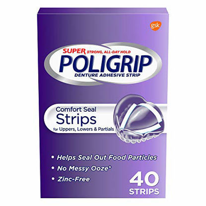 Picture of Super Poligrip Comfort Seal Denture and Partials Adhesive Strips, 40 Count (Pack of 4)