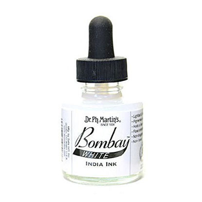 Picture of Dr. Ph. Martin's Bombay India Ink (8BY) Ink Bottle, 1.0 oz, White, 1 Bottle