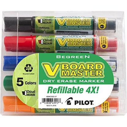 Picture of PILOT V Board Master Refillable Dry-Erase Markers, Medium Chisel Tip, Assorted Color Inks, 5 Count