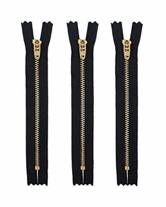 Picture of ZipperStop Wholesale Authorized Distributor YKK 6" YKK Pants Brass Zipper #4.5- Black (3 Zippers)