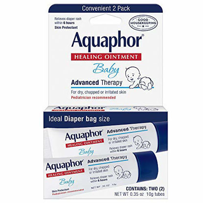Picture of Aquaphor Baby Healing Ointment To-Go Pack - Advanced Therapy for Chapped Cheeks and Diaper Rash - Two .35 oz. Tubes