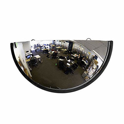 Picture of 18? Acrylic Bubble Half Dome Mirror with Black Rim, Round Indoor Security Mirror for Driveway Safety Spots, Outdoor Warehouse Side View, Circular Wall Mirror for Office Use - Vision Metalizers (DPB1812)