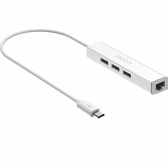 Picture of Powered HUB, OTG Micro USB Ethernet Network Adapter for Raspberry Pi Zero, Google Nexus Player, Windows Android Tablet
