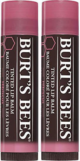 Picture of Burt's Bees Lip Balm, Tinted Moisturizing Lip Care, for Dry Lips, 100% Natural, With Shea Butter, Hibiscus (2 Pack)