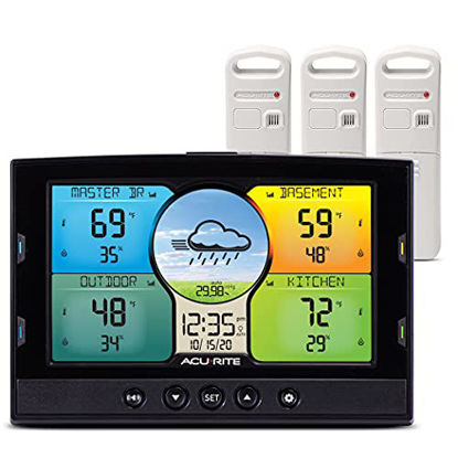 Picture of AcuRite Multi-Room Weather Station with Wireless Indoor/Outdoor Thermometer and Digital Color Display with Weather Forecaster (02082M), Full Color
