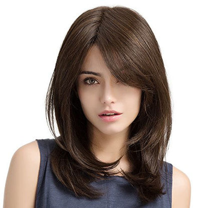 Picture of HAIRCUBE Brown Wigs for Women Charming Long Curly Heat Resistant Fibre Synthetic Wig