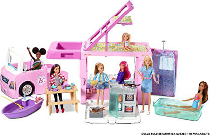 Picture of ?Barbie 3-in-1 DreamCamper Vehicle, approx. 3-ft, Transforming Camper with Pool, Truck, Boat and 50 Accessories, Makes a Great Gift for 3 to 7 Year Olds