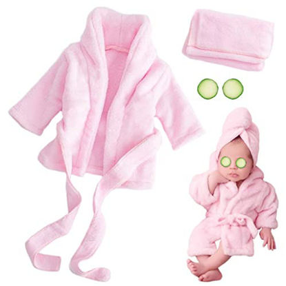 Picture of Newborn Baby Photo Props Bathrobes With Towel Sets for Boys Girls Baby Photography Props Pink