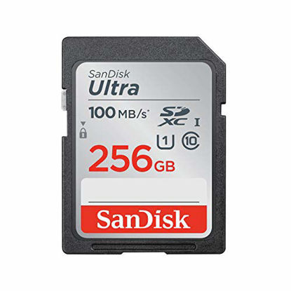 Picture of SanDisk 256GB Ultra SDXC UHS-I Memory Card - 100MB/s, C10, U1, Full HD, SD Card - SDSDUNR-256G-GN6IN