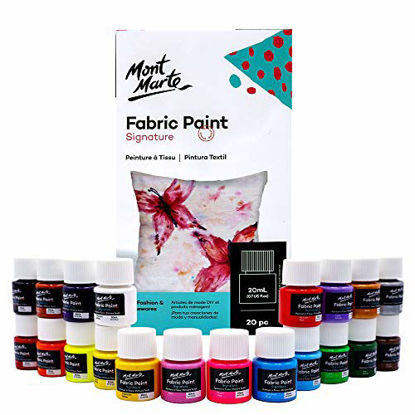 Picture of Mont Marte Signature Fabric Paint, 20pc x 0.7oz (20ml), Suitable for DIY Fashion and Homewares