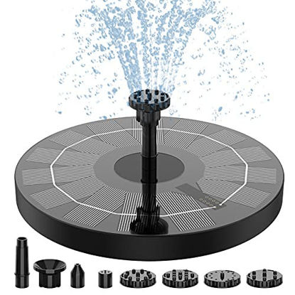 Picture of AISITIN 2.5W Solar Bird Bath Fountain Pump, Solar Fountain Pump for Bird Bath with 6 Nozzles, 6.7" Solar Powered Water Fountain Pump for Garden, Ponds, Pool, Fish Tank, Outdoor and Aquarium