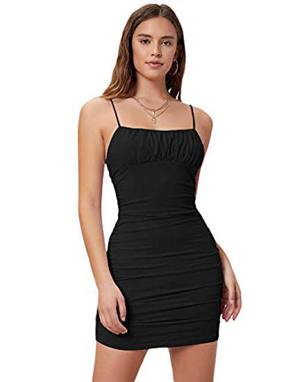 Black spaghetti strap deals bodycon mini dress