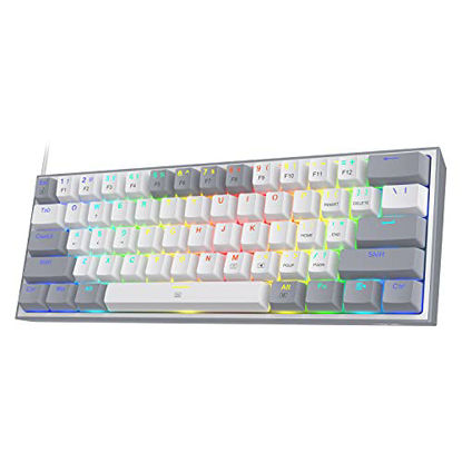 Picture of Redragon K617 Fizz 60% Wired RGB Gaming Keyboard, 61 Keys Compact Mechanical Keyboard w/White and Grey Color Keycaps, Linear Red Switch, Pro Driver/Software Supported