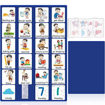 Picture of 49PCS ASD Visual Schedule for Kids Daily Toddlers Behavior Schedule Chart Routine Cards for Kids Removable Children ADHD Autism Schedules with Back Board and Hook and Loop, ASD Sensory (Cool Style)