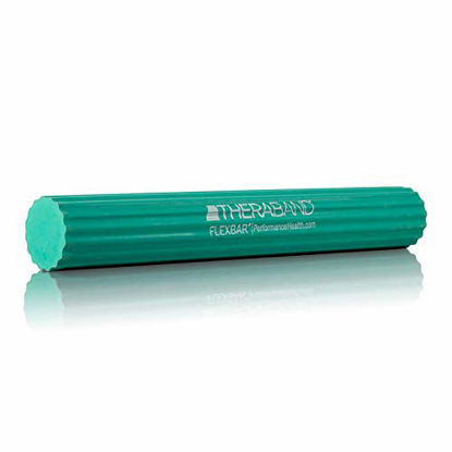 Picture of TheraBand FlexBar, Tennis Elbow Therapy Bar, Relieve Tendonitis Pain & Improve Grip Strength, Resistance Bar for Golfers Elbow & Tendinitis, Green, Medium, Intermediate