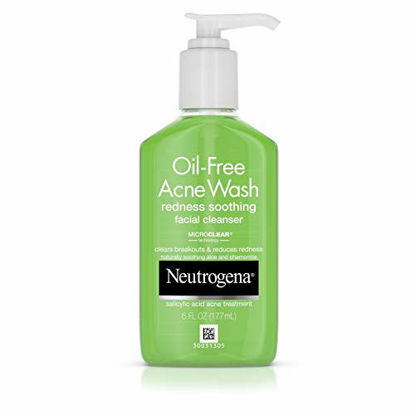 Picture of Neutrogena Oil-Free Acne and Redness Facial Cleanser, Soothing Face Wash with Salicylic Acid Acne Medicine, Aloe, and Chamomile to Reduce Facial Redness, 6 fl. oz