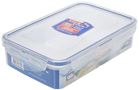 Picture of LocknLock Easy Essentials On The Go Meal Prep Lunch Box, Airtight Containers with Lid, BPA Free, Rectangle (3 Section) -27 oz, Clear