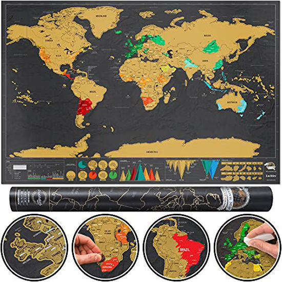 Picture of Luckies of London | Deluxe Scratch Map | World Map Scratch Art | Large Deluxe Scratch Off Map | World Map Wall Art | The Original Scratch Map Creators |