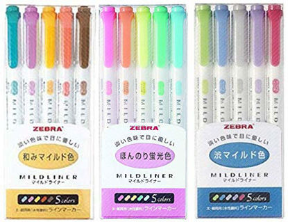 Picture of Zebra Mildliner Soft Color Double-Sided Highlighter Pens Deep, Warm & Cool (3 Pack Sale)