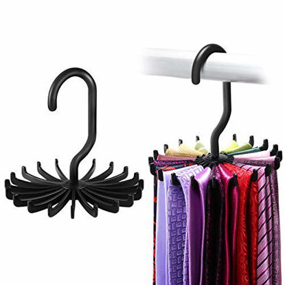 Picture of 2 Pack IPOW Updated Twirl Tie Rack Belt Hanger Holder Hook for Closet Organizer Storage