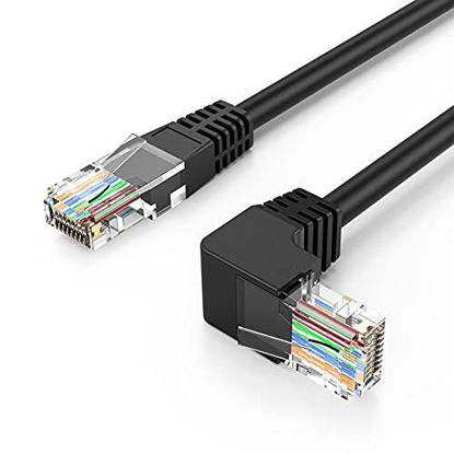 Picture of CableCreation CAT6 Ethernet Patch Cable RJ45 LAN Cable Gigabit Network Cord 90 Degree Upward Angled,Bandwidth up to 250MHz 1Gbps for PC, Router, Modem, Printer, Xbox, PS4, PS3-3.3 Feet,Black
