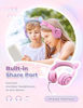Picture of Cat Ear Led Light Up Kids Headphones with Microphone, iClever HS20 Wired Headphones -Shareport- 94dB Volume Limited, Foldable Over-Ear Headphones for Kids/School/iPad/Tablet/Travel (Medium, Pink)