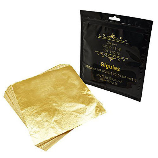 Picture of Gigules 100 Sheets Imitation Gold Leaf 5.5 x 5.5 inches Gold Foil Paper for Arts Painting Gilding Crafting Decoration