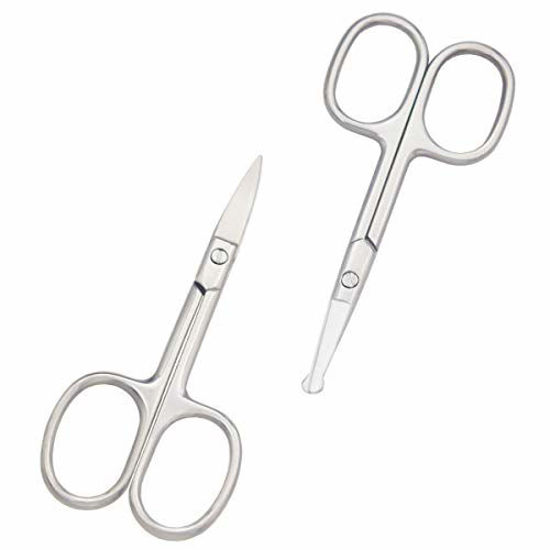 Picture of Motanar Eyebrow and Nose Hair Scissors, 3.7? Stainless Steel Professional Facial Hair Beard Eyelashes Ear Hairs and Moustache Scissors Trimmer 2 Pieces