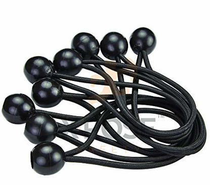Picture of Xpose Safety Bungee Ball Cords 6" 10 Pack Heavy Duty Black Stretch Rope with Ball Ties for Canopies, Tarps, Walls, Cable Organization