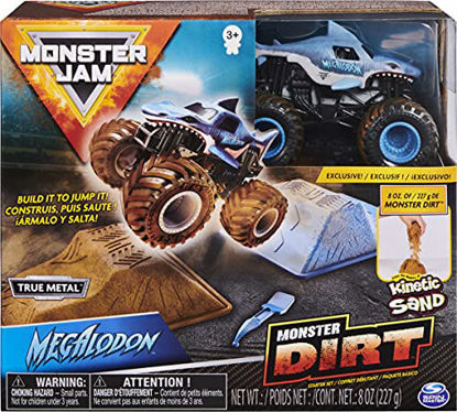 Picture of Monster Jam, Megalodon Monster Dirt Starter Set, Featuring 8oz of Monster Dirt and Official 1:64 Scale Die-Cast Monster Jam Truck