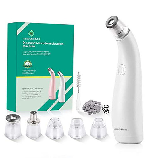 Picture of NEWDERMO 2-IN-1 Microdermabrasion Machine for Facial, Diamond Microdermabrasion Device USB Rechargeable - Advanced Home Facial Treatment Machine (White)