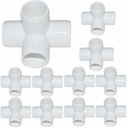 Picture of 15Pack 3/4Inch 4 Way PVC Fittings, Heavy Duty PVC Elbow Side Outlet Tees, Furniture PVC Tee Corner Fittings for Building PVC Furniture Greenhouse Shed Pipe Fittings Tent Connection