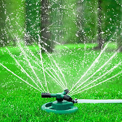 Picture of GOLDFLOWER Garden Sprinkler, Adjustable 360 Degree Rotation Lawn Sprinkler, Large Area Coverage, Multipurpose Yard Sprinklers for Plant Irrigation and Kids Playing