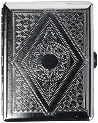 Picture of Victorian Era Crush Proof Chrome Cigarette Case Diamond Pattern Holds King Size and 100mm